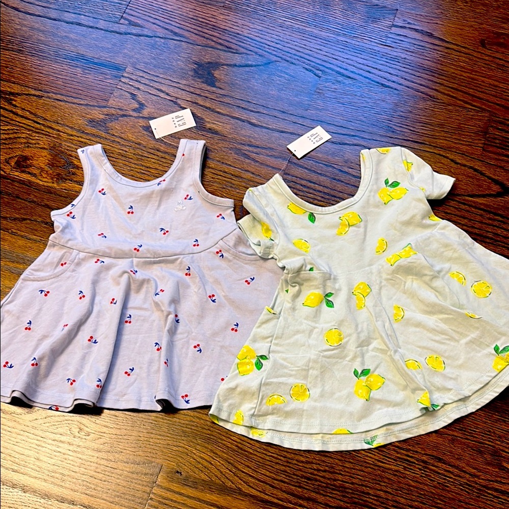 NWT Baby Gap Lemon and Cherry Pattern Dresses 18-24M